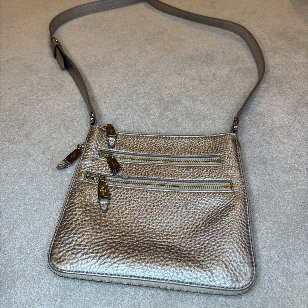 Cole Haan Village Sheila Crossbody Bag Metallic Pebbled Leather
